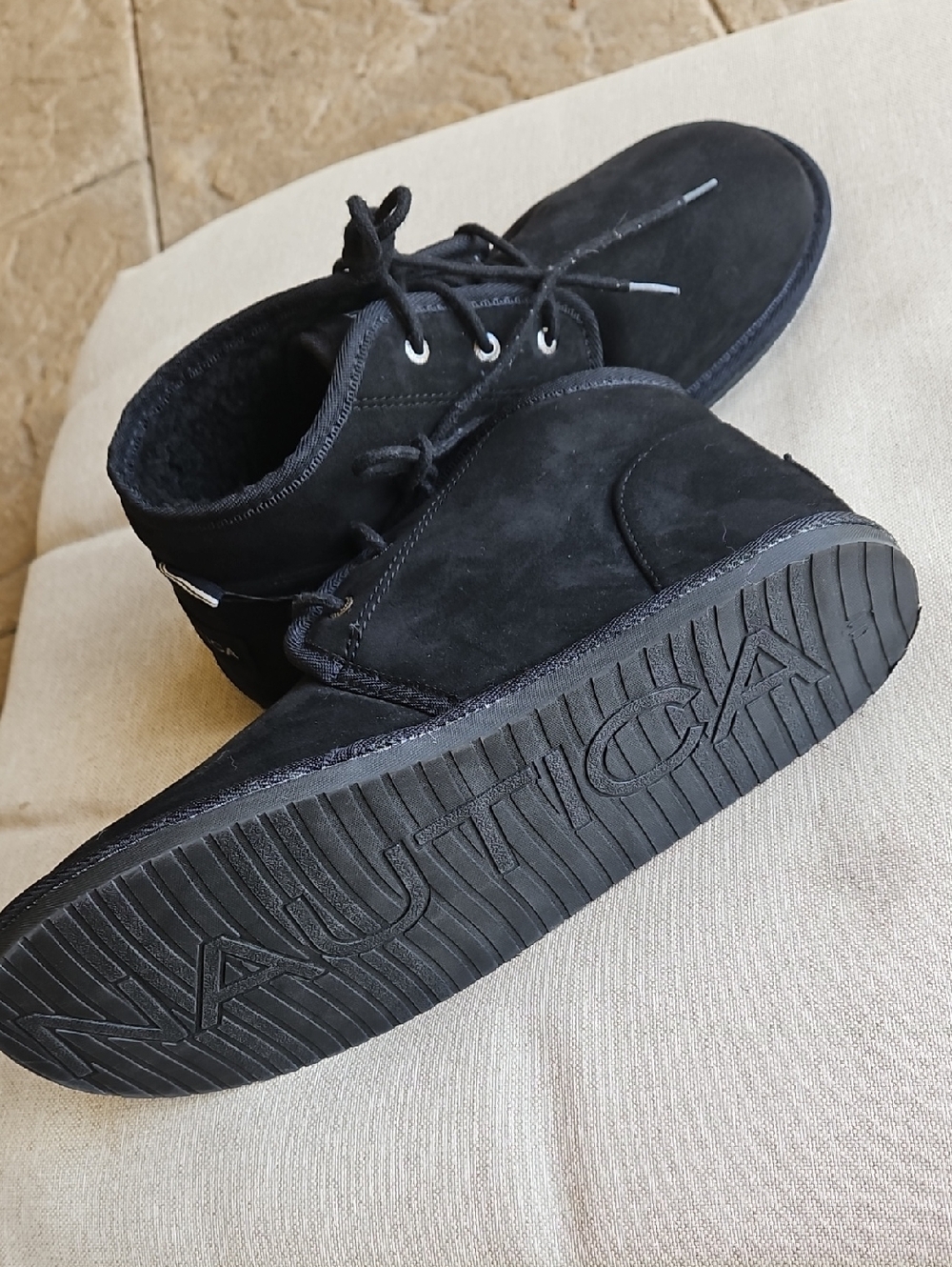 Nautica Dulverton Chukka Lace-up Sherpa Lined Indoor/ Outdoor Slippers Black, 11